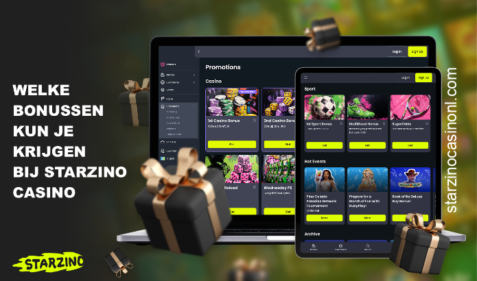 Bij Starzino Casino zijn er verschillende bonussen beschikbaar voor gebruikers uit Nederland, die gebruikt kunnen worden voor zowel casinospelen als sportweddenschappen