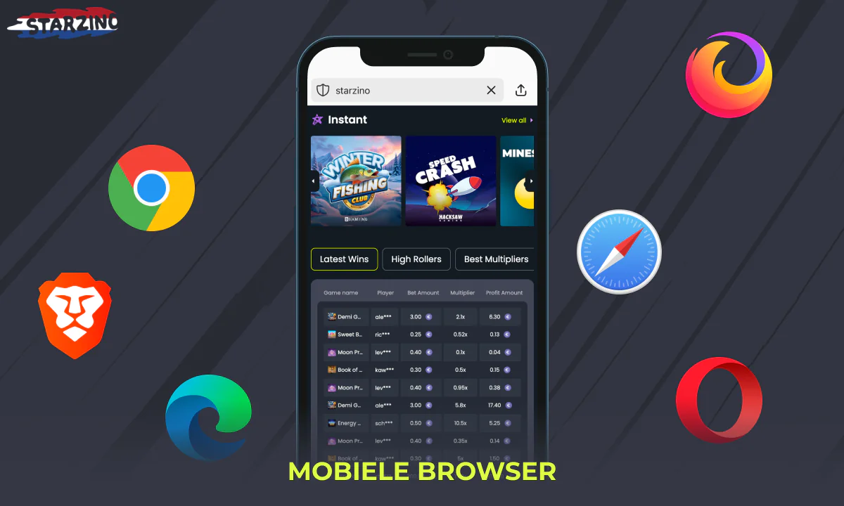 Je kunt ook lid worden van Starzino via een mobiele browser