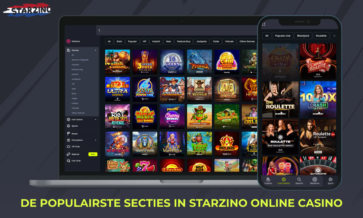 Belangrijkste onderdelen van Starzino Online Casino voor Nederlandse spelers