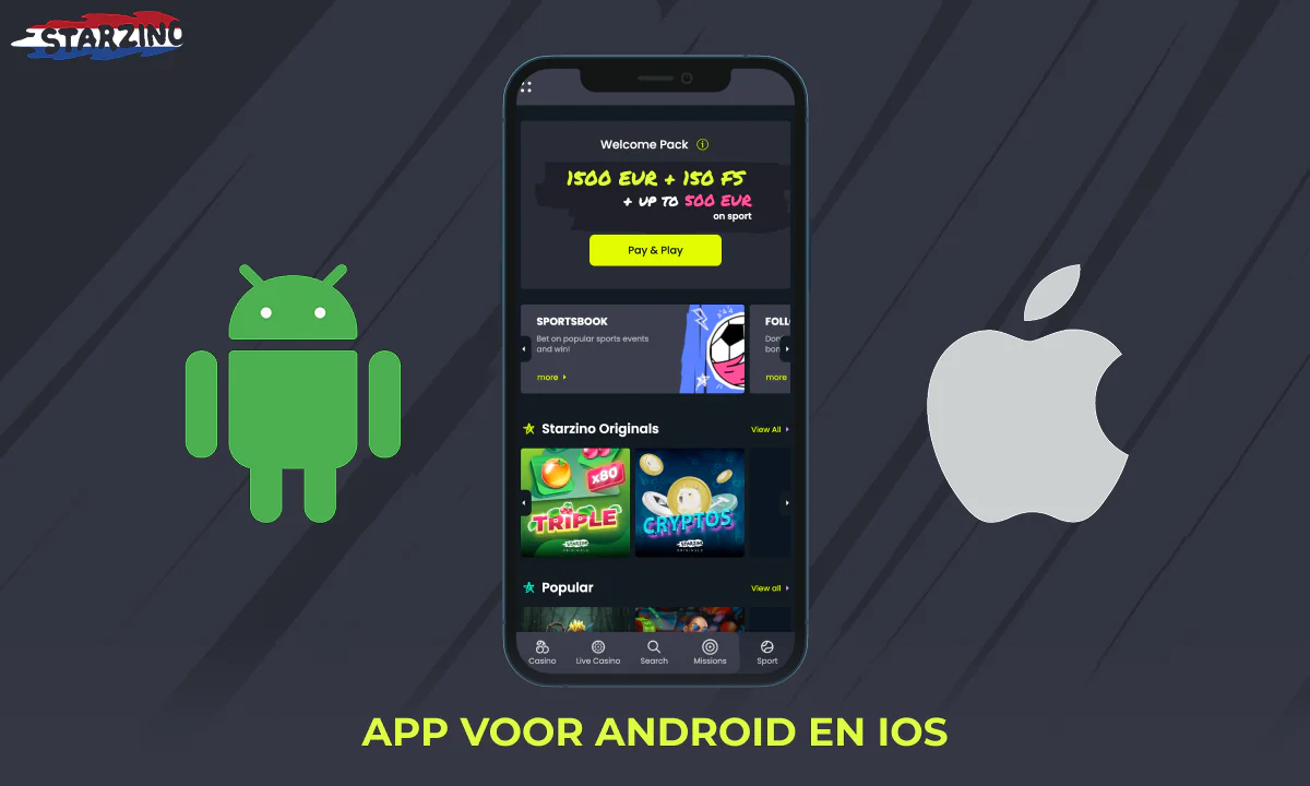 De Starzino-applicatie is beschikbaar voor zowel Android- als iOS-gebruikers