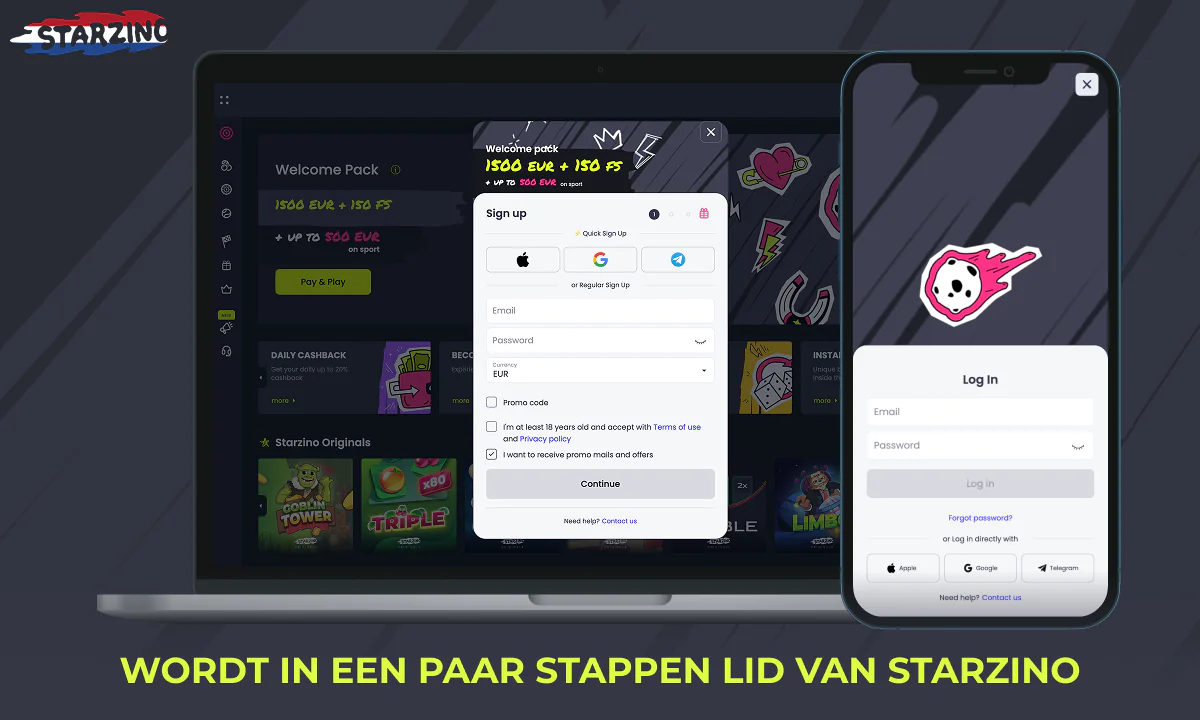 Hoe u in een paar stappen gebruiker kunt worden van de Starzino-website